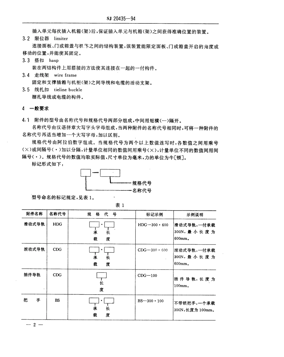 【电子行业军用标准】SJ 20435-1994 电子设备机箱(柜)附件的通用技术要求.pdf_第3页