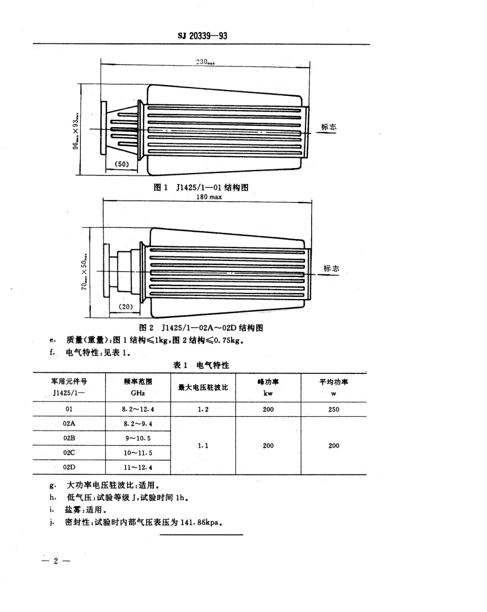 【电子行业军用标准】SJ 20339-1993 3cm铝波导高功率假负载详细规范.pdf_第3页