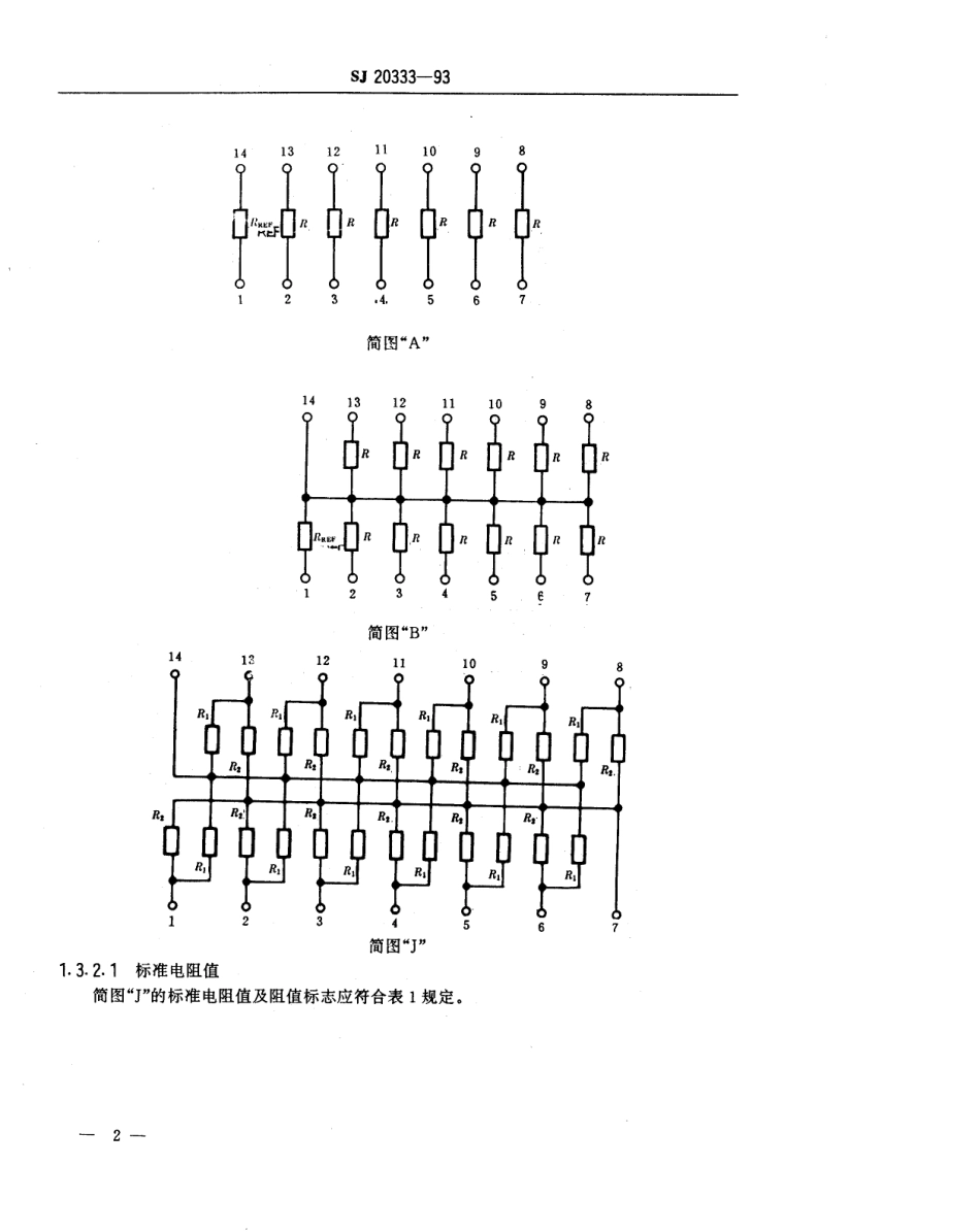 【电子行业军用标准】SJ 20333-1993 RN3141型膜固定电阻网络详细规范.pdf_第2页