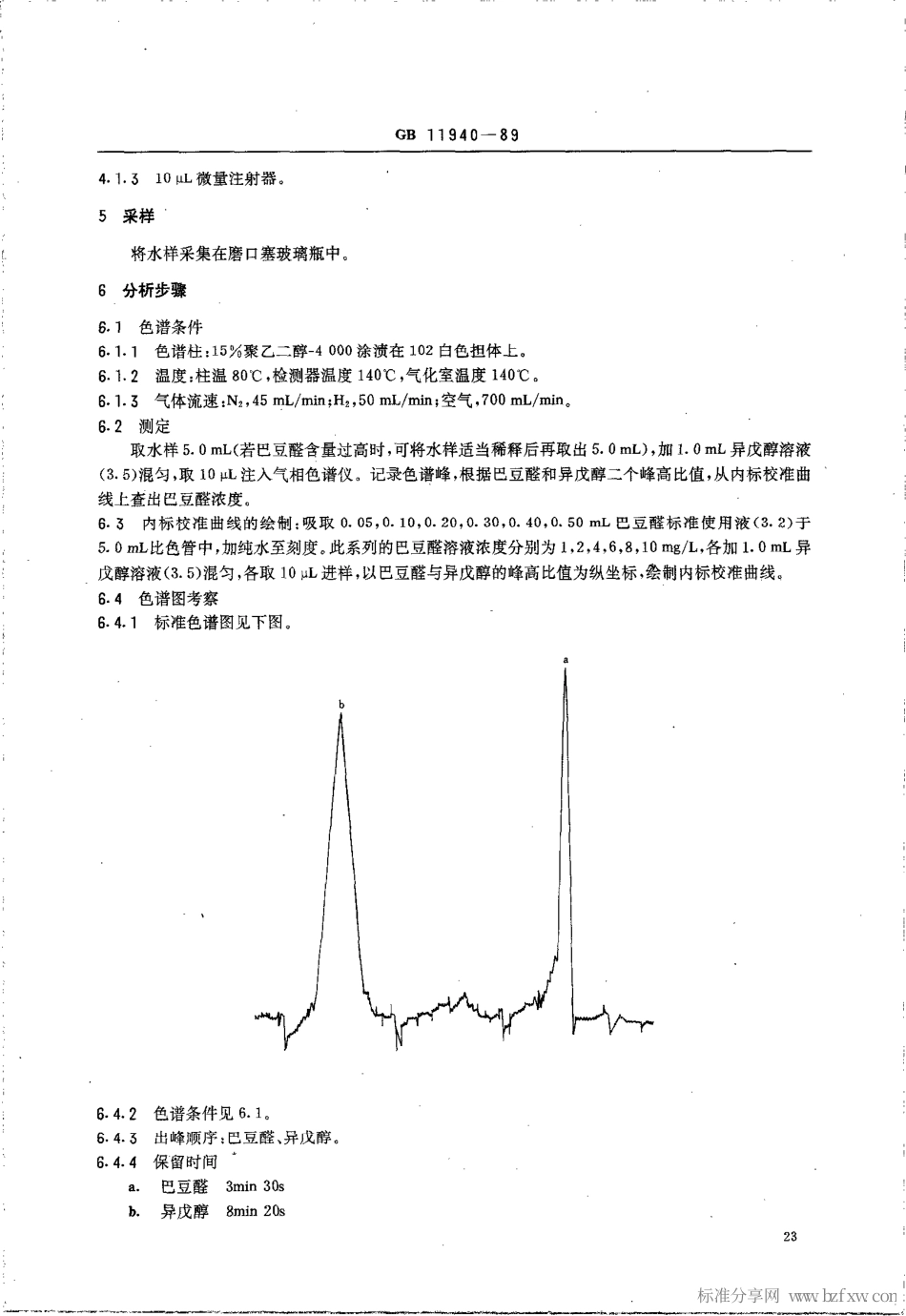 GB 11940-1989 水源中巴豆醛卫生检验标准方法 气相色谱法.pdf_第2页