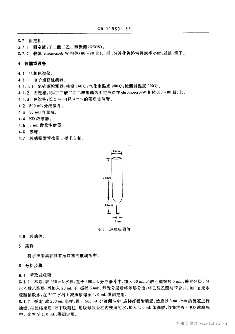 GB 11939-1989 水源水中二硝基苯类和硝基氯苯类卫生检验标准方法 气相色谱法.pdf_第2页