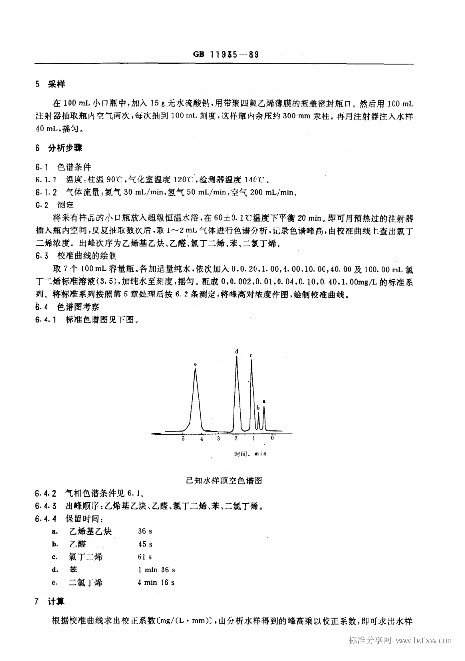 GB 11935-1989 水源水中氯丁二烯卫生检验标准方法 气相色谱法.pdf_第2页