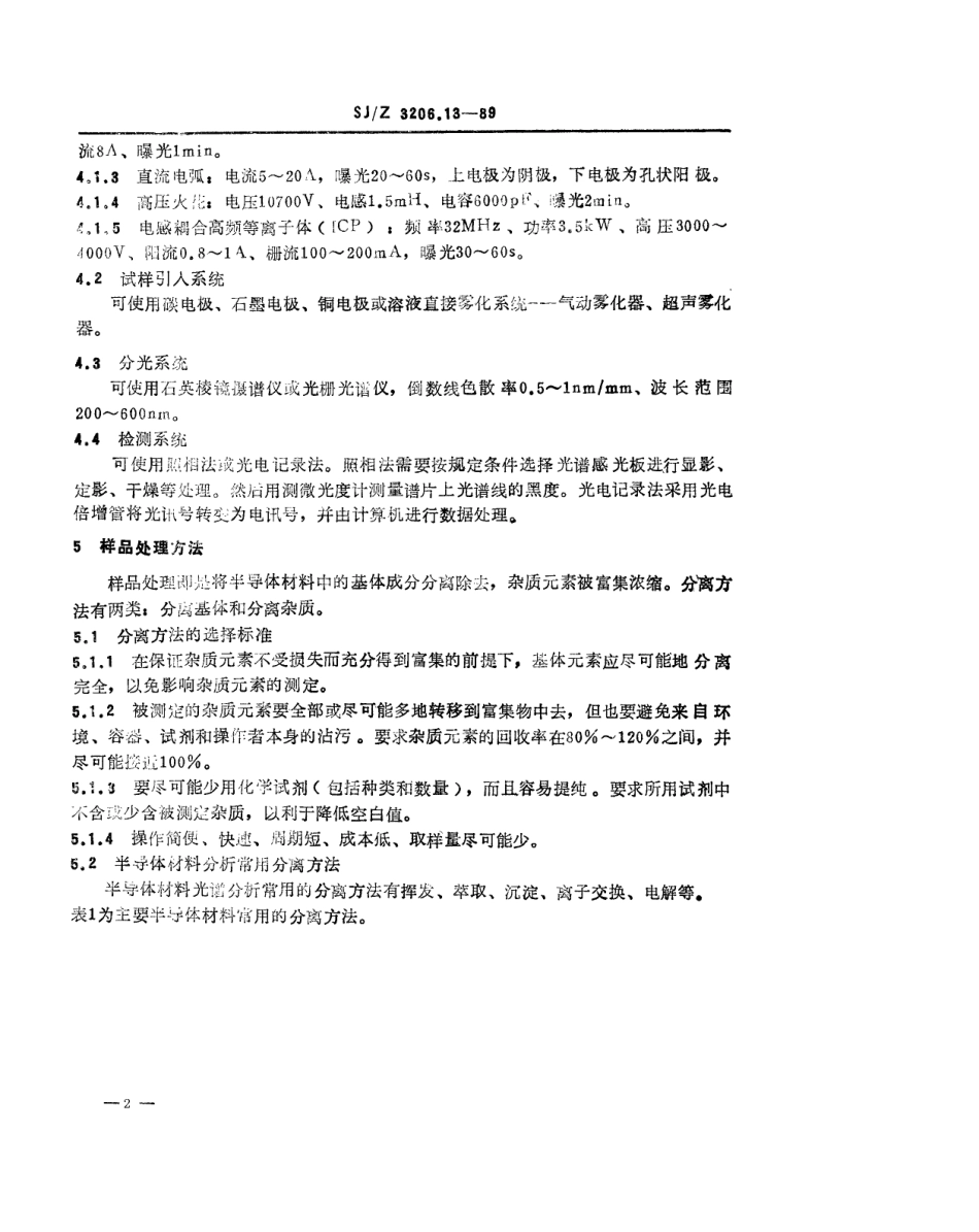 【电子行业军用标准】SJZ 3206.13-1989 半导体材料发射光谱分析方法通则.pdf_第2页