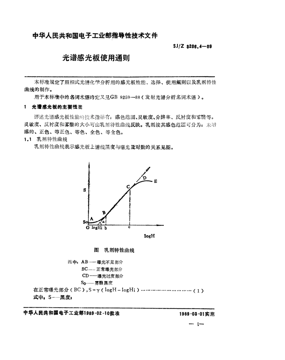 【电子行业军用标准】SJZ 3206.4-1989 光谱感光板使用通则.pdf_第1页