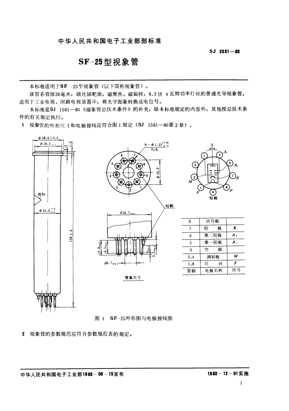 SJ 2351-1983 SF-25型视像管.pdf_第2页