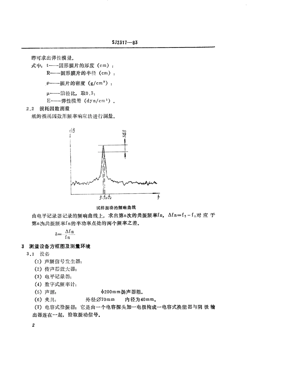 SJ 2317-1983 扬声器纸浆的弹性模量、损耗因数的测量方法.pdf_第3页