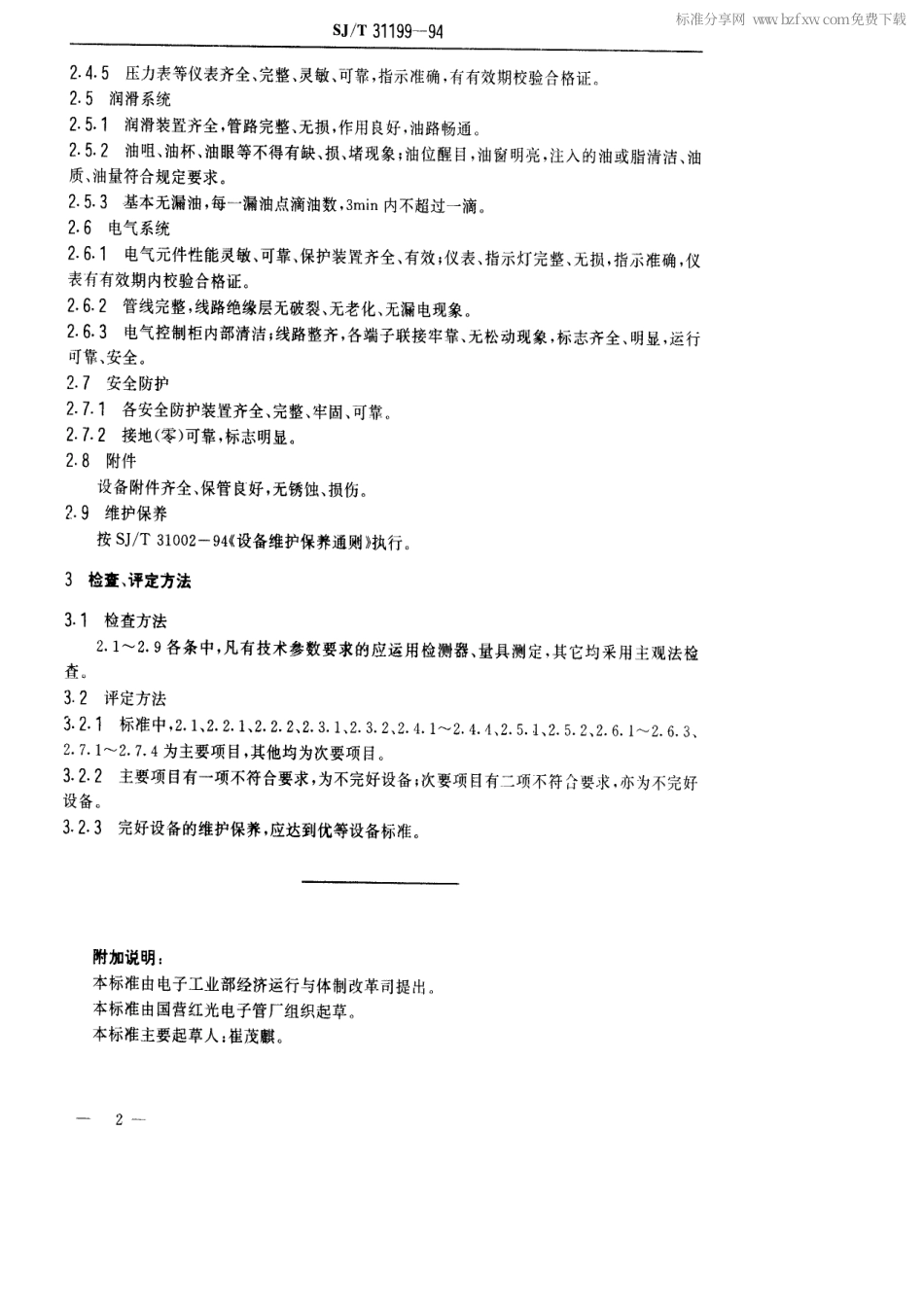 【电子行业军用标准】SJT 31199-1994 L78450型焙烧炉完好要求和检查评定方法.pdf_第2页