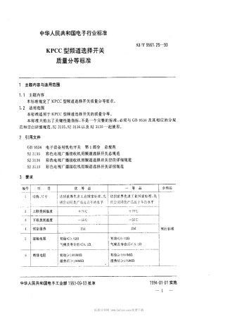【电子行业军用标准】SJT 9561.25-1993 KPCC型频道选择开关质量分等标准.pdf