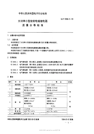 【电子行业军用标准】SJT 9560.5-1993 大功率小型密封电磁继电器质量分等标准.pdf