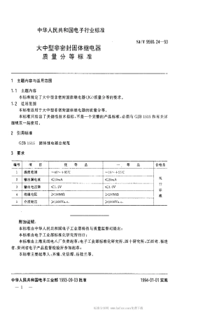 【电子行业军用标准】SJT 9560.24-1993 大中型非密封固体继电器质量分等标准.pdf