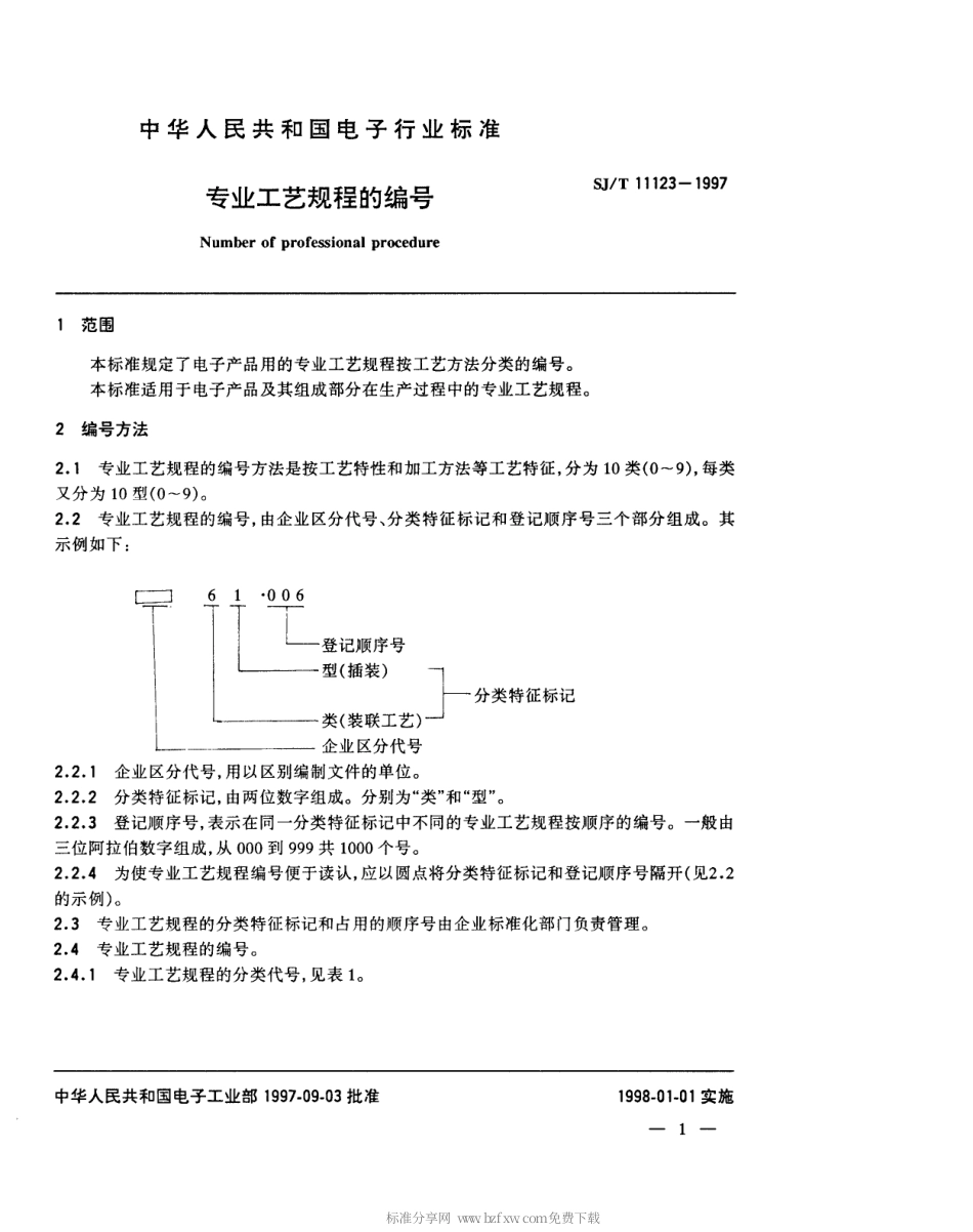 【电子行业军用标准】SJT 11123-1997 专业工艺规程的编号.pdf_第3页
