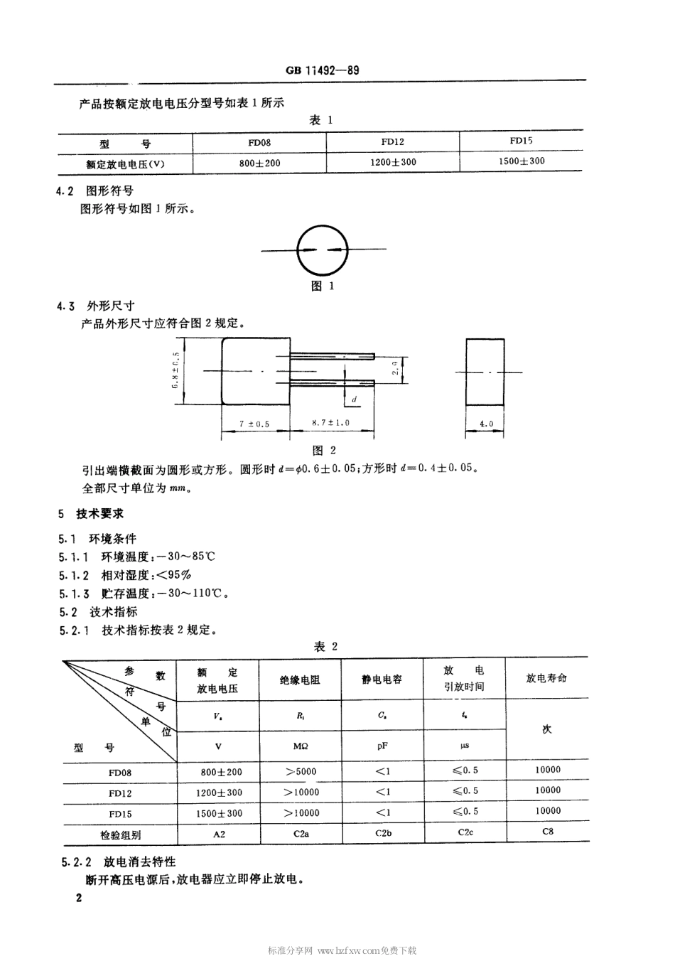 【电子行业军用标准】SJT 11086-1996 FD08、FD12和FD15型间隙放电器技术条件.pdf_第3页