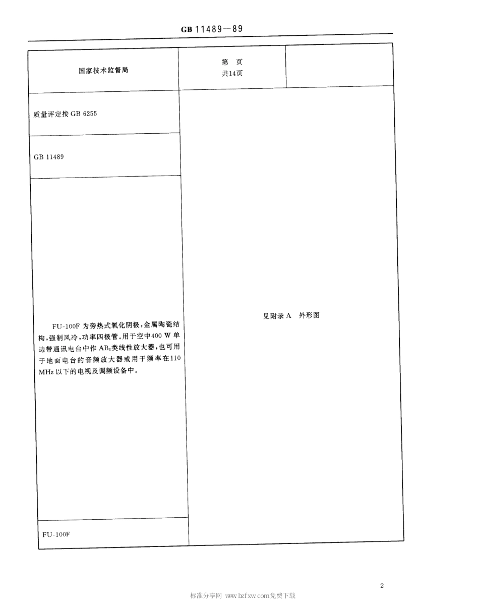 【电子行业军用标准】SJT 11084-1996 电子元器件详细规范FU-100F型电子管(可供认证用).pdf_第2页