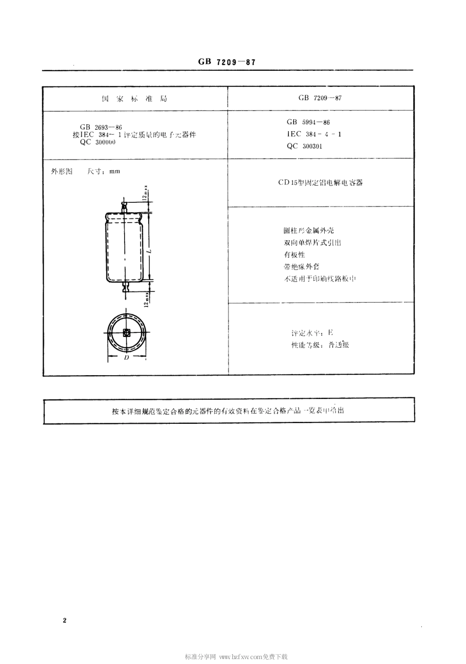 【电子行业军用标准】SJT 10852-1996 电子元器件详细规范 CD15型固定铝电解电容器(可供认证用).pdf_第3页