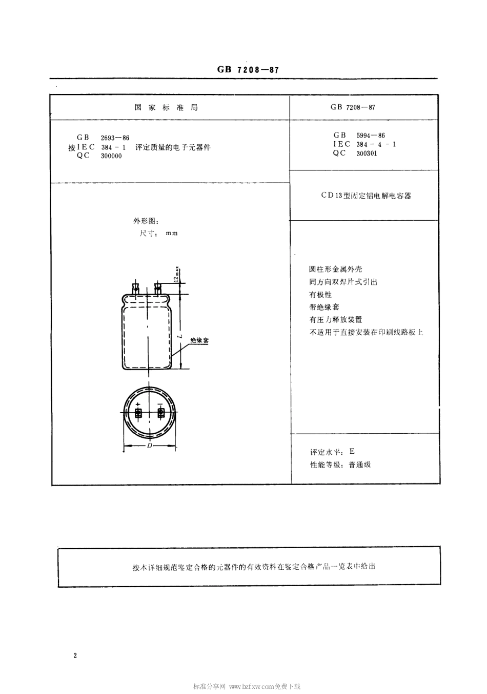 【电子行业军用标准】SJT 10851-1996 电子元器件详细规范 CD13型固定铝电解电容器(可供认证用).pdf_第3页