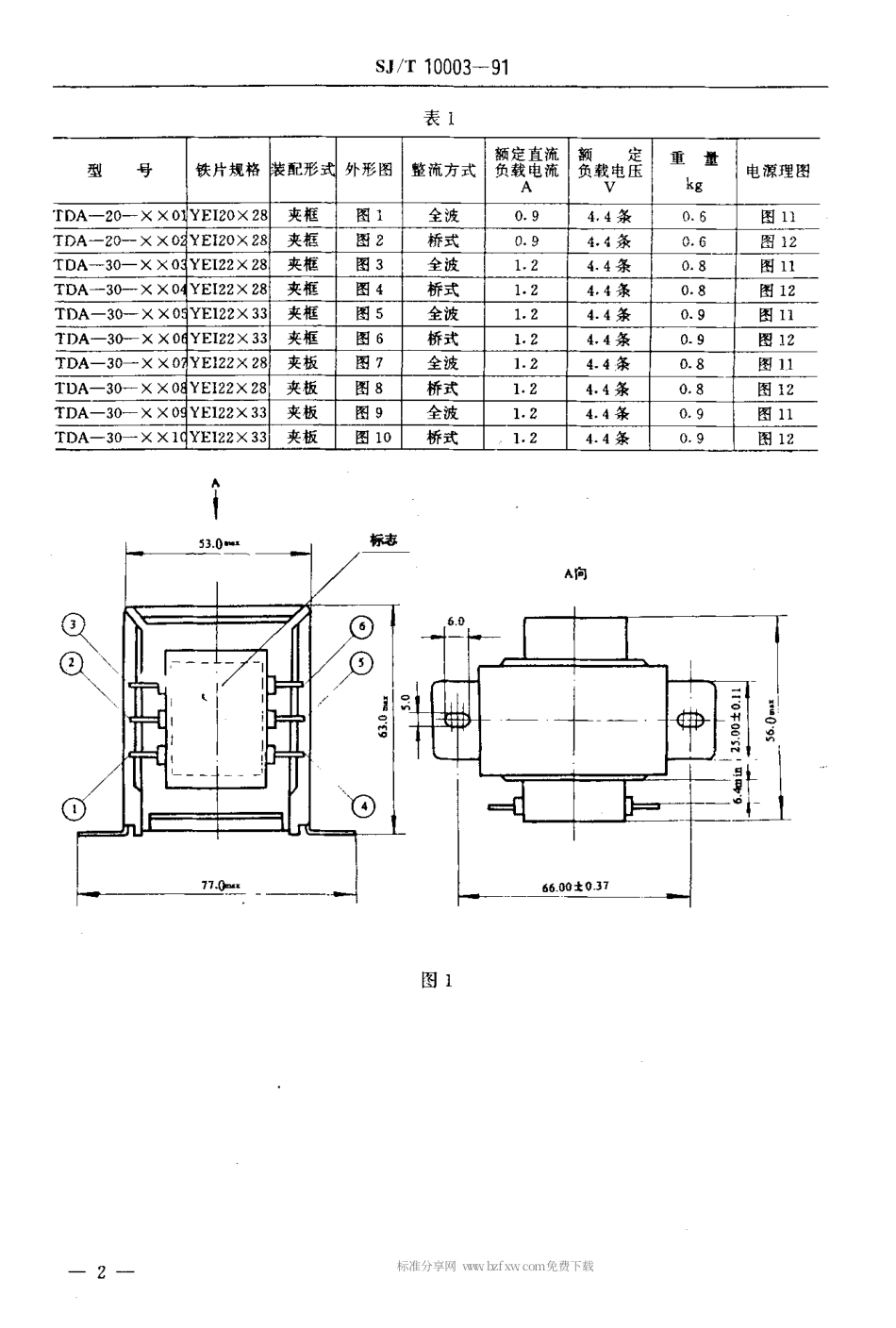 SJT 10003-1991 TDA型电源变压器.pdf_第3页
