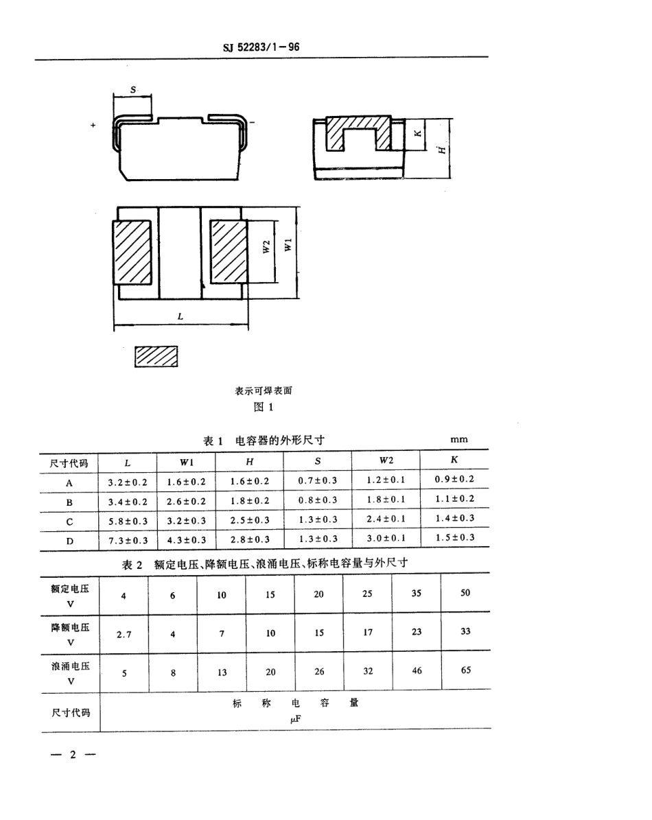 SJ 52283.1-1996 CAK45型有可靠性指标的片式固体电解质钽电容器详细规范.pdf_第3页