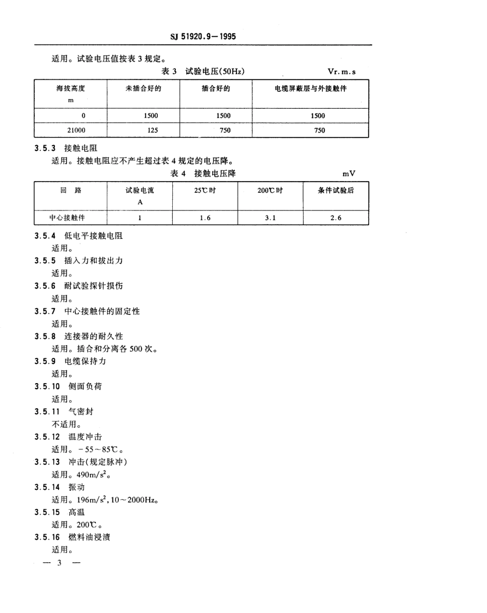 SJ 51920.9-1995 耐环境类小型同轴连接器-Ⅰ系列G级3型同轴插头详细规范.pdf_第3页