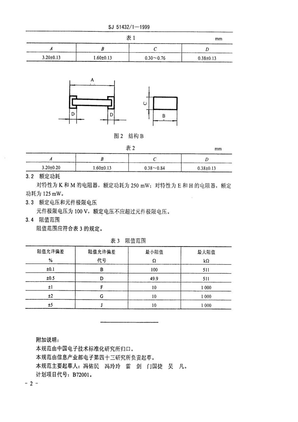 SJ 51432.1-1999 RMK3216型有可靠性指标的片式膜固定电阻器详细规范.pdf_第3页