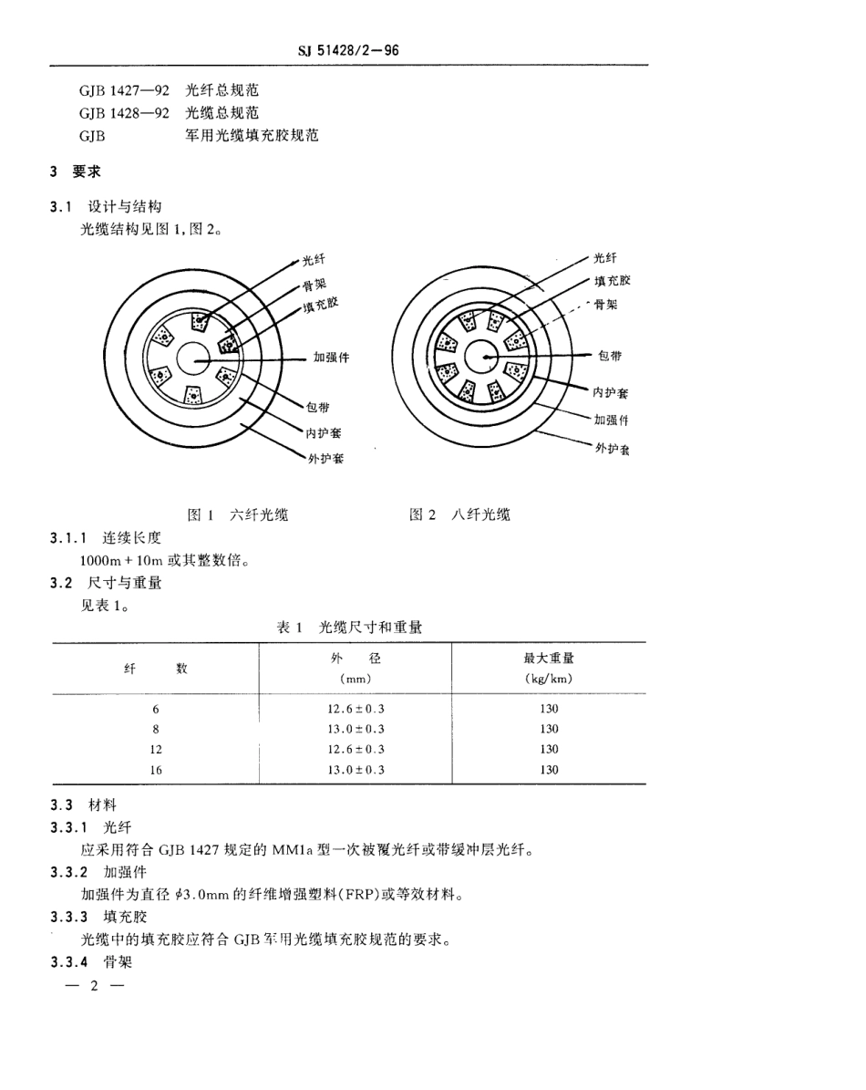SJ 51428.2-1996 核试验防泄漏光缆详细规范.pdf_第3页