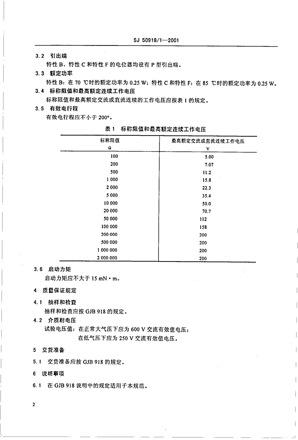 SJ 50918.1-2001 WJ50型旋转非线绕预调电位器详细规范.pdf_第3页