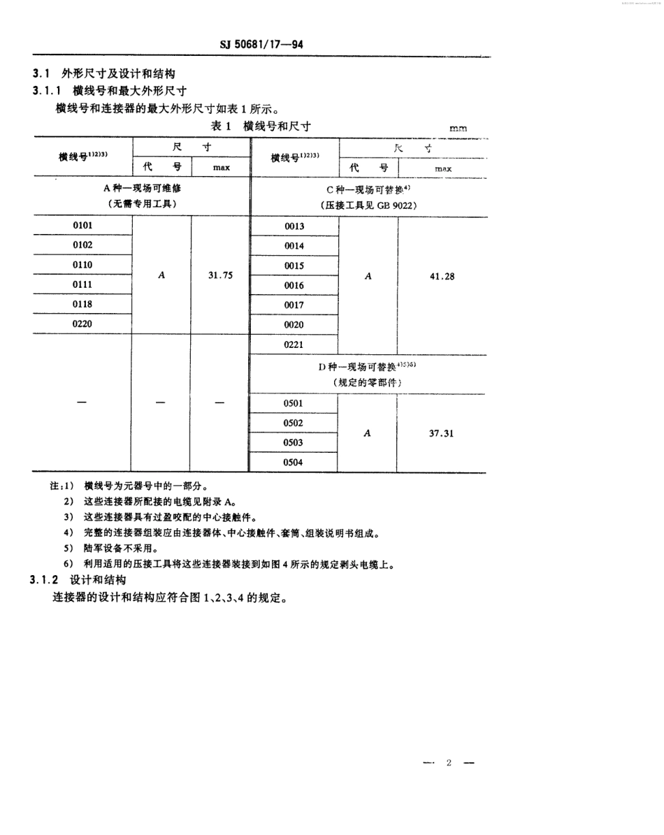 SJ 50681.17-1994 BNC系列(接电缆)插孔接触件锁紧螺母安装2级射频同轴插座连接器详细规范.pdf_第2页