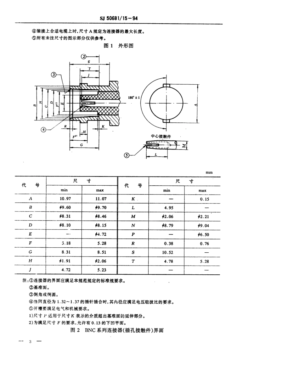 SJ 50681.15-1994 BNC系列(接电缆)插孔接触件2级射频同轴插头连接器详细规范.pdf_第3页