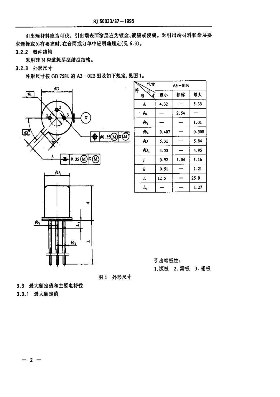 【电子行业军用标准】SJ 50033.87-1995 半导体分立器件.CS4091～CS4093型硅N沟道耗尽型场效应晶体管详细规范.pdf_第3页
