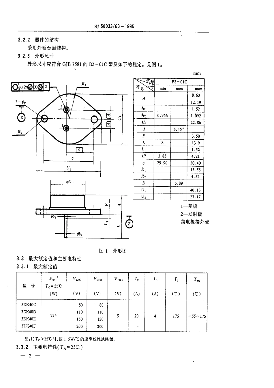 【电子行业军用标准】SJ 50033.60-1995 半导体分立器件3DK40型功率开关晶体管详细规范.pdf_第3页