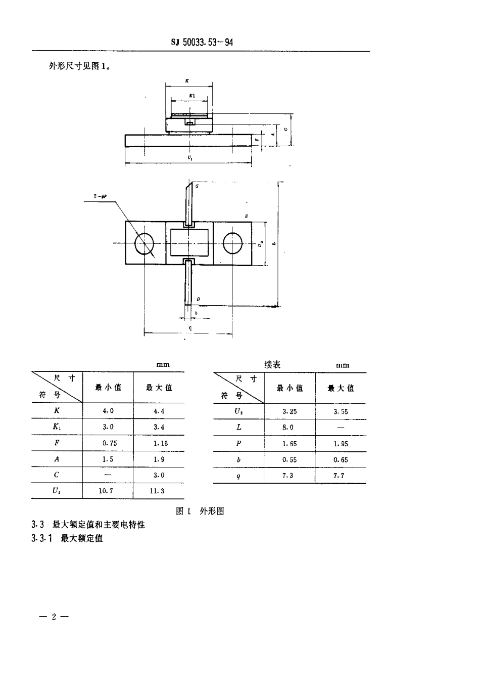 【电子行业军用标准】SJ 50033.53-1994 半导体分立器件.CS0530、CS0531型砷化镓微波功率场效应晶体管详细规范.pdf_第3页