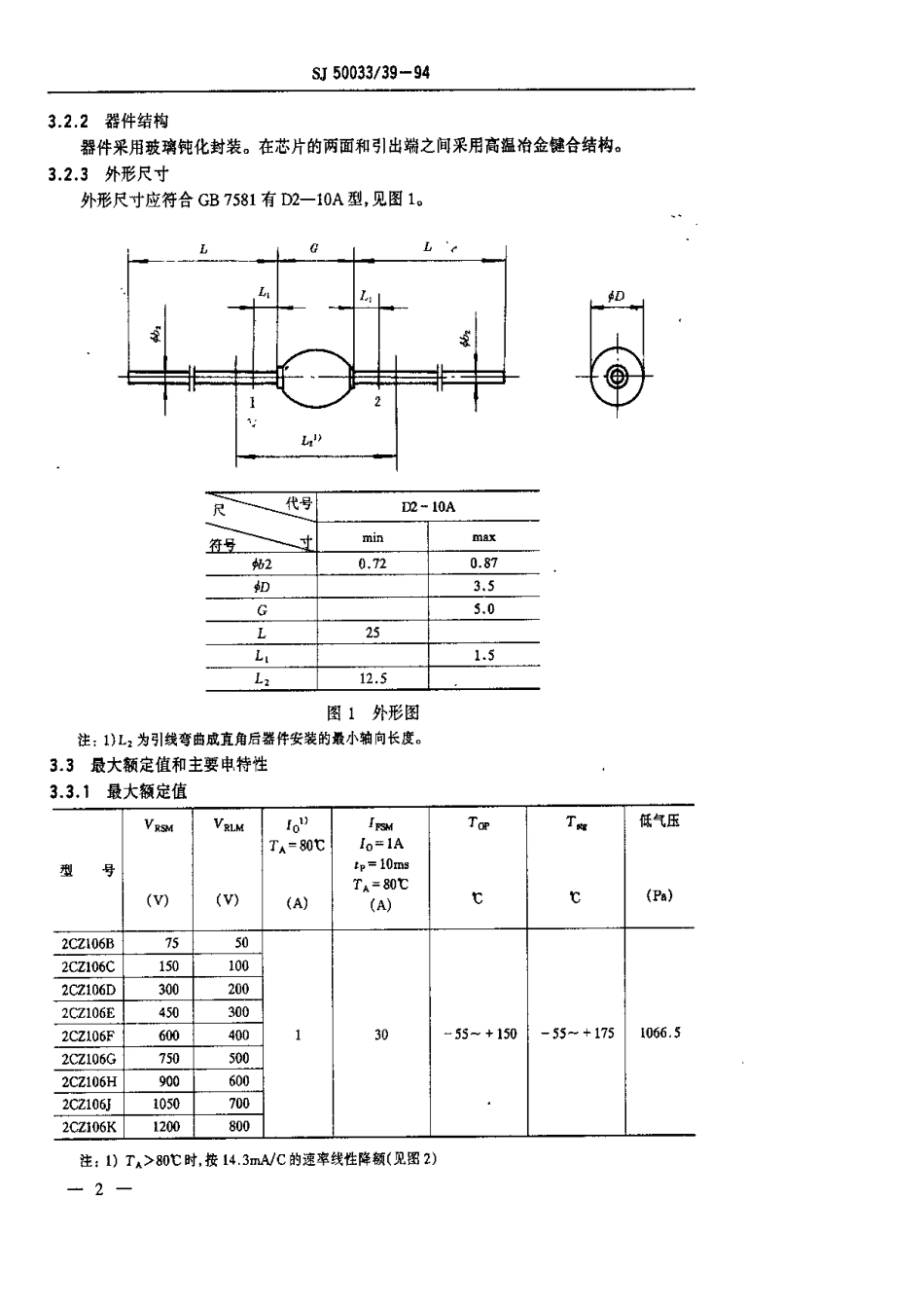 【电子行业军用标准】SJ 50033.39-1994 半导体分立器件.2CZ106型硅开关整流二极管详细规范.pdf_第3页