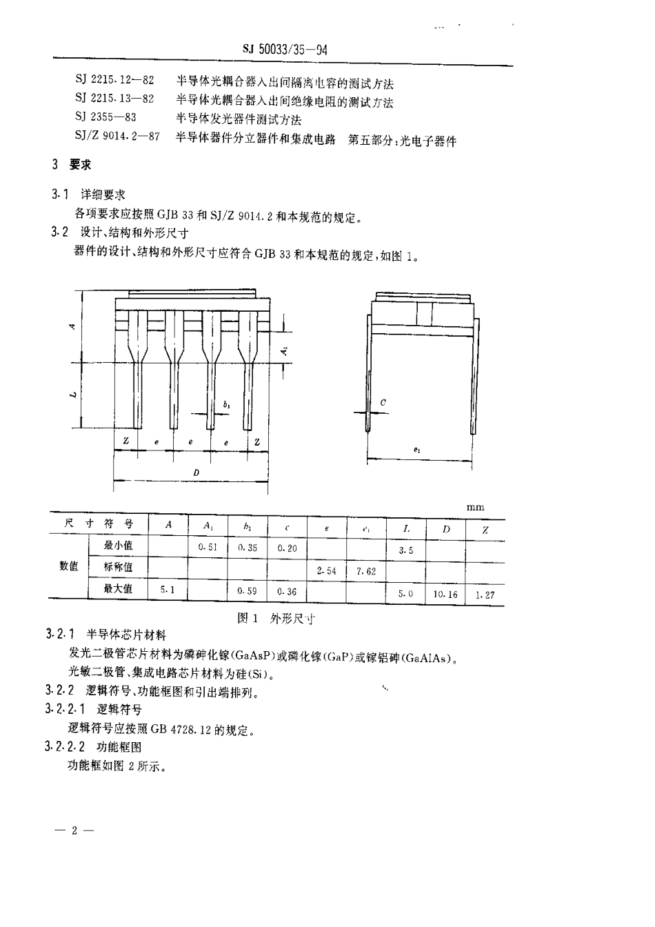 【电子行业军用标准】SJ 50033.35-1994 GH30型半导体高速光耦合器详细规范.pdf_第3页