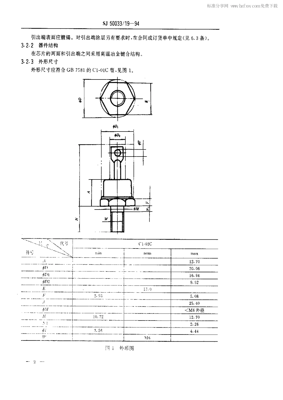 【电子行业军用标准】SJ 50033.19-1994 半导体分立器件.2CZ74型硅开关整流二极管详细规范.pdf_第2页