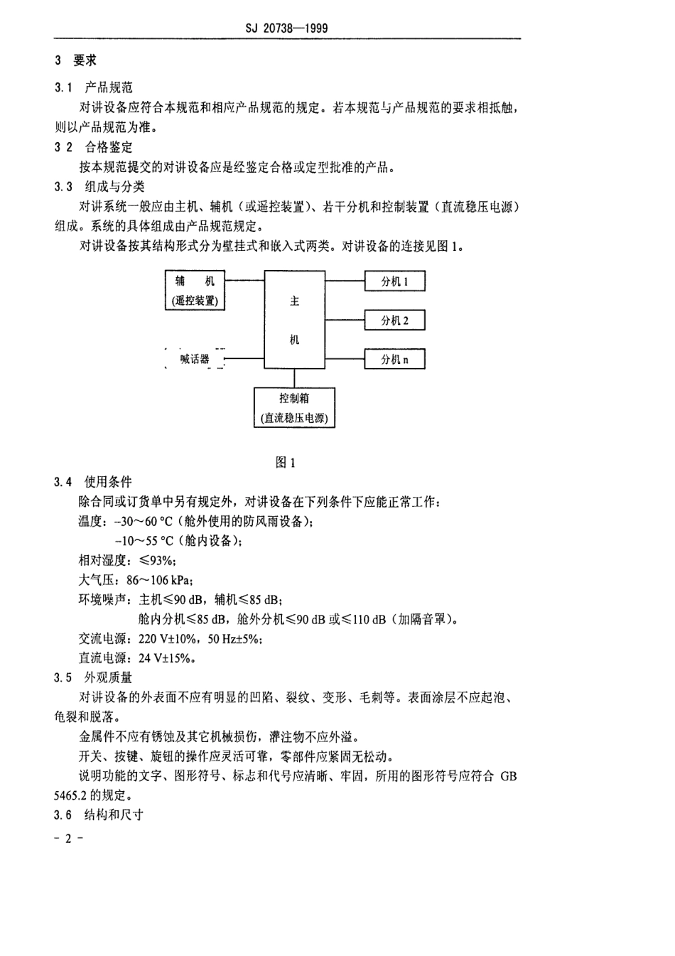 【电子行业军用标准】SJ 20738-1999 舰船有线对讲系统通用规范.pdf_第3页