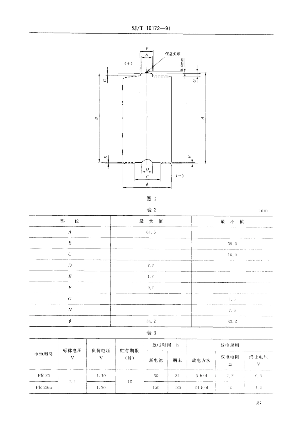 SJT 10172-1991 PR20型锌空气(氧)碱性电池.pdf_第2页