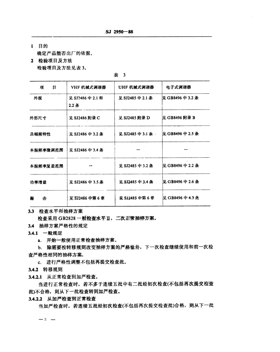 SJ 2950-1988 广播电视接收机用调谐器验收规则.pdf_第3页