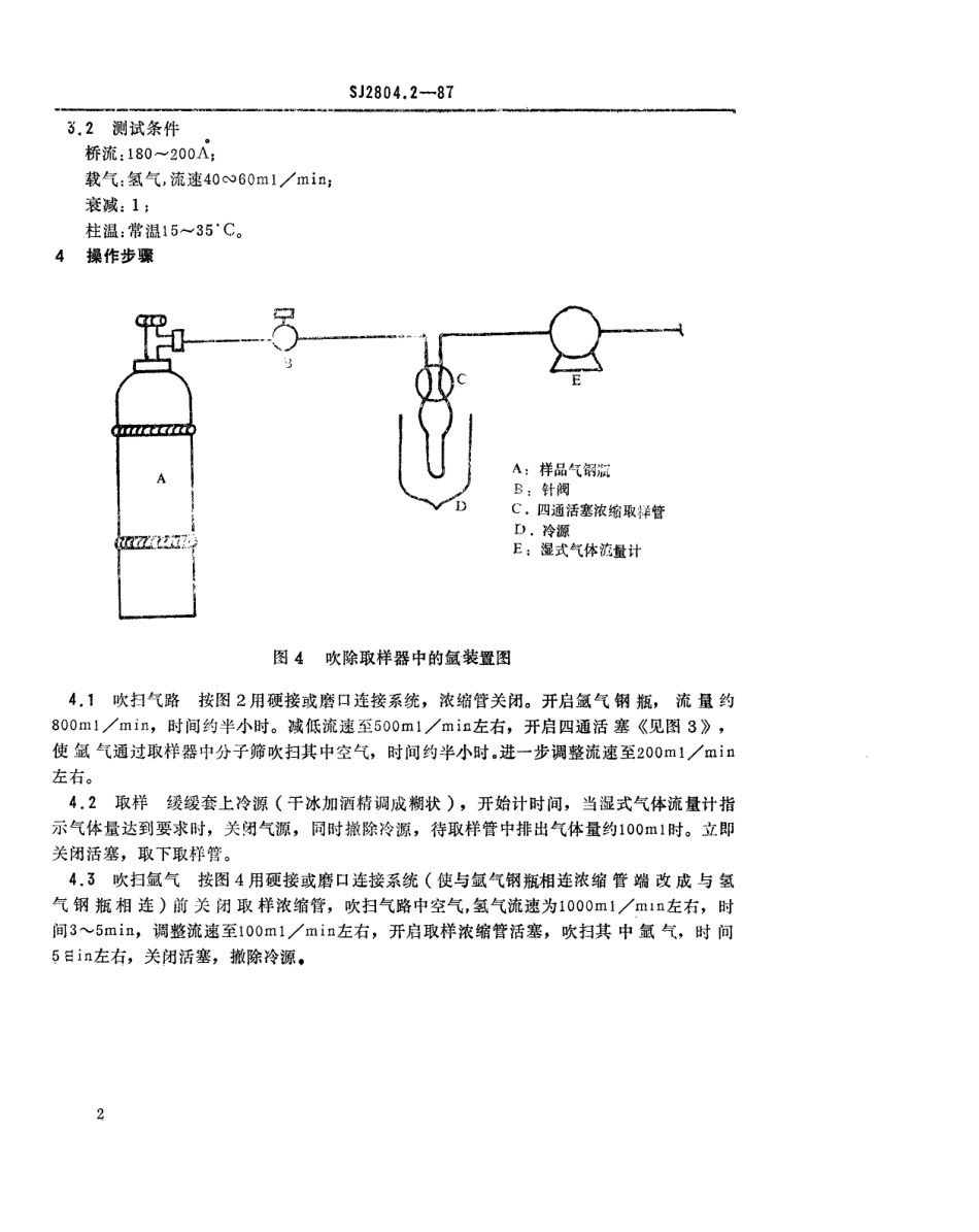 SJ 2804.2-1987 电子级氩中痕量氮测定方法 变温浓缩色谱法(二).pdf_第2页