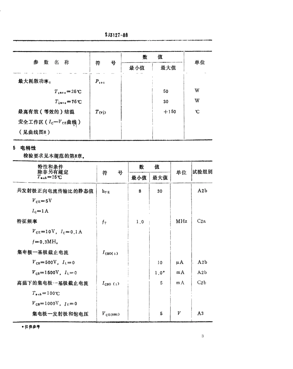 SJ 3127-1988 3DD871型硅NPN低频放大管壳额定双极型晶体管.pdf_第3页