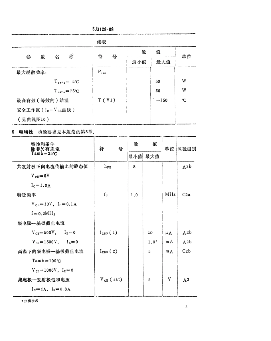 SJ 3128-1988 3DD802型硅NPN低频放大管壳额定双极型晶体管.pdf_第3页