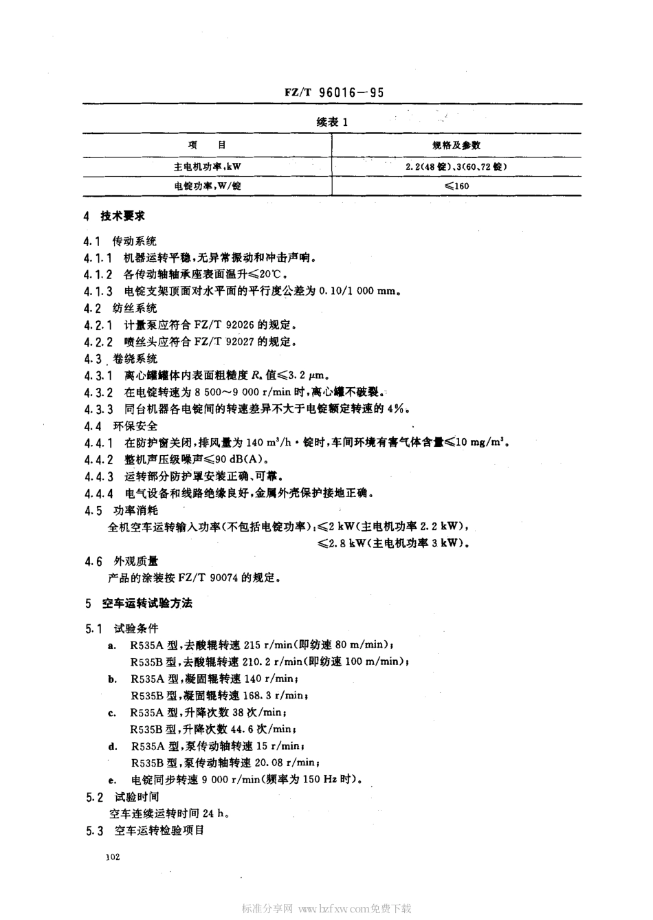 【纺织行业标准】FZT 96016-1995 中性粘胶长丝纺丝机.pdf_第2页