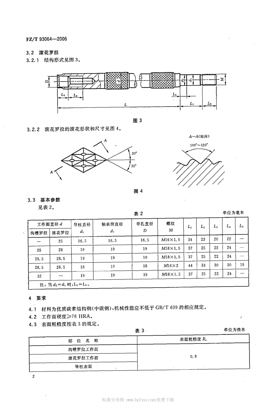 【纺织行业标准】FZT 93064-2006 棉粗纱机牵引下罗拉.pdf_第2页