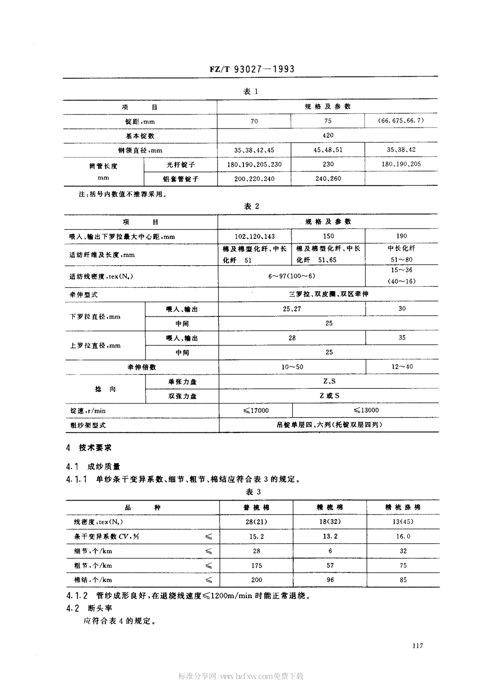 【纺织行业标准】FZT 93027-1993 绵纺环锭细纱机.pdf_第2页