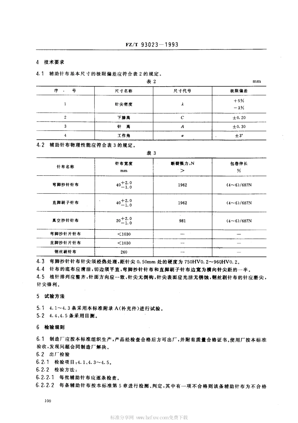 【纺织行业标准】FZT 93023-1993 辅助用弹性针布.pdf_第2页