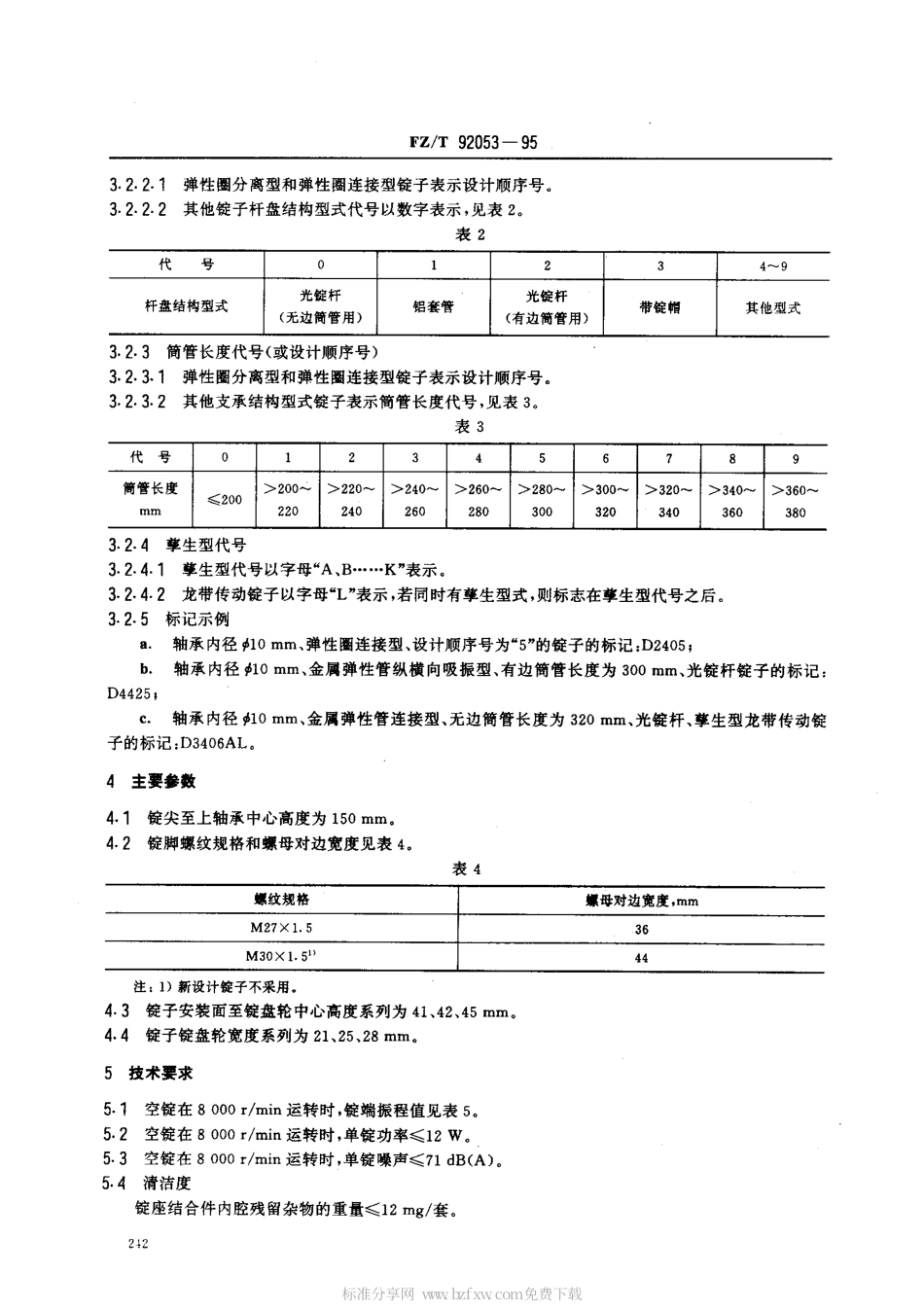 【纺织行业标准】FZT 92053-1995 轴承内径Φ10mm环锭锭子.pdf_第2页