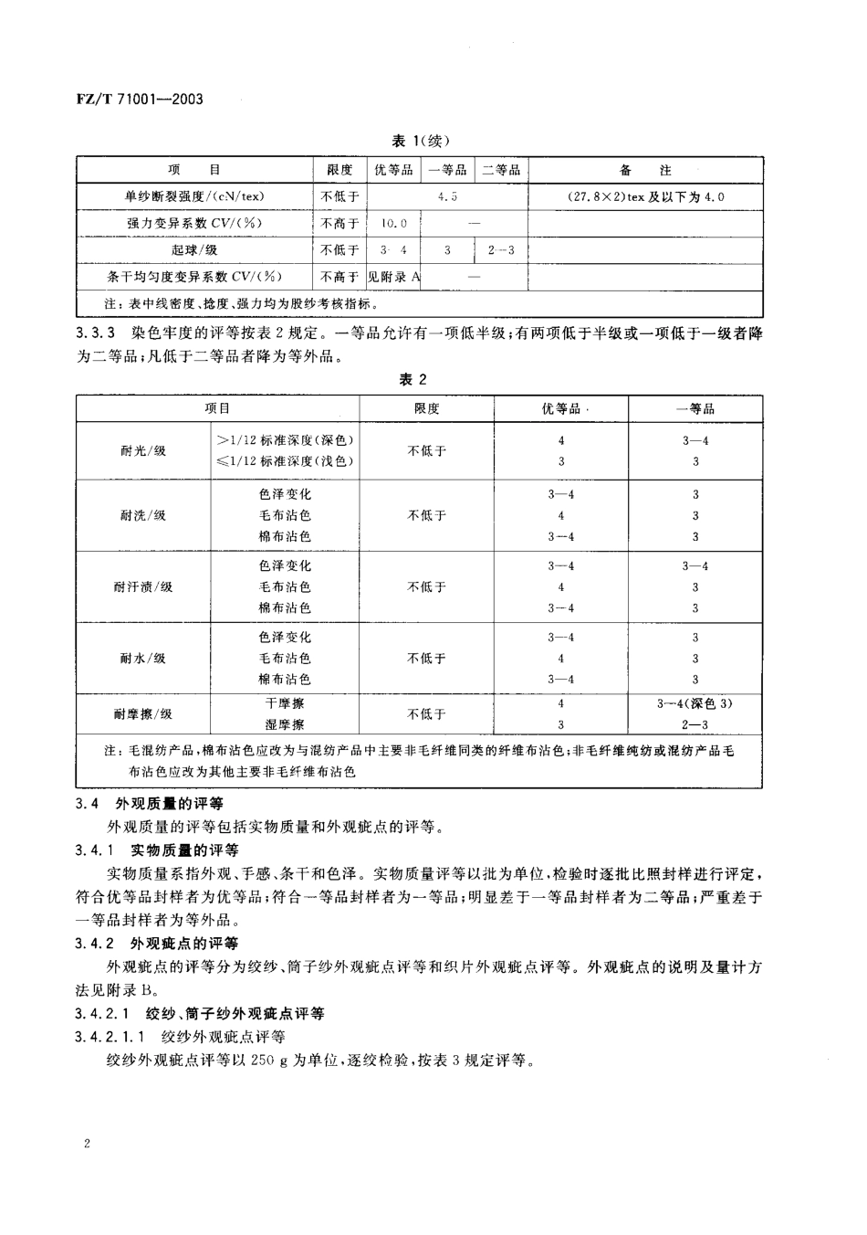 【纺织行业标准】FZT 71001-2003 精梳毛针织绒线.pdf_第3页