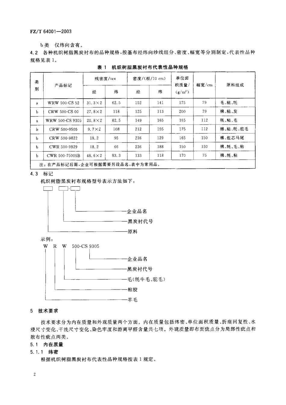 【纺织行业标准】FZT 64001-2003 机织树脂黑炭衬布.pdf_第3页