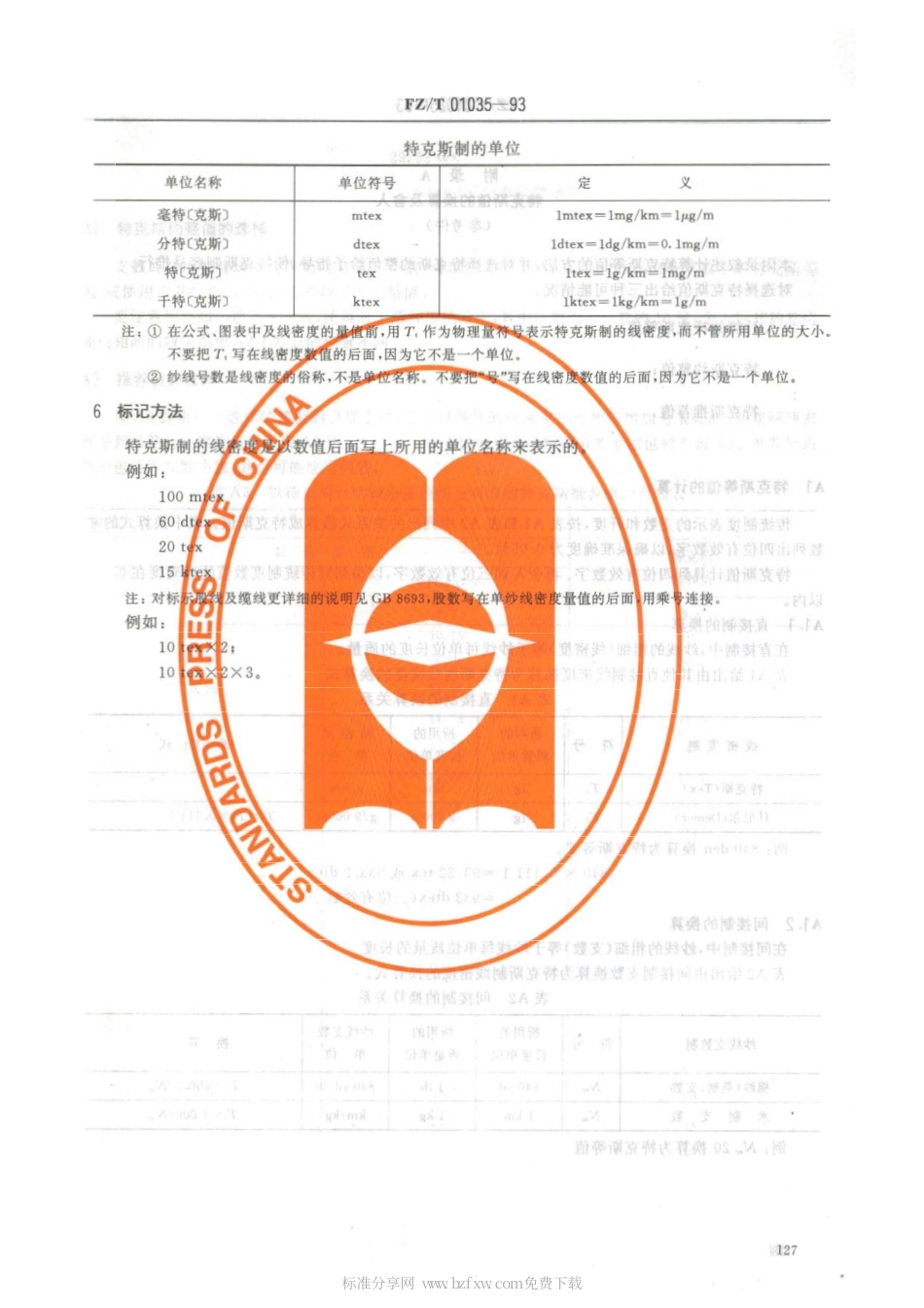 【纺织行业标准】FZT 01035-1993 纺织材料 标示线密度的通用制(特克斯制).pdf_第2页