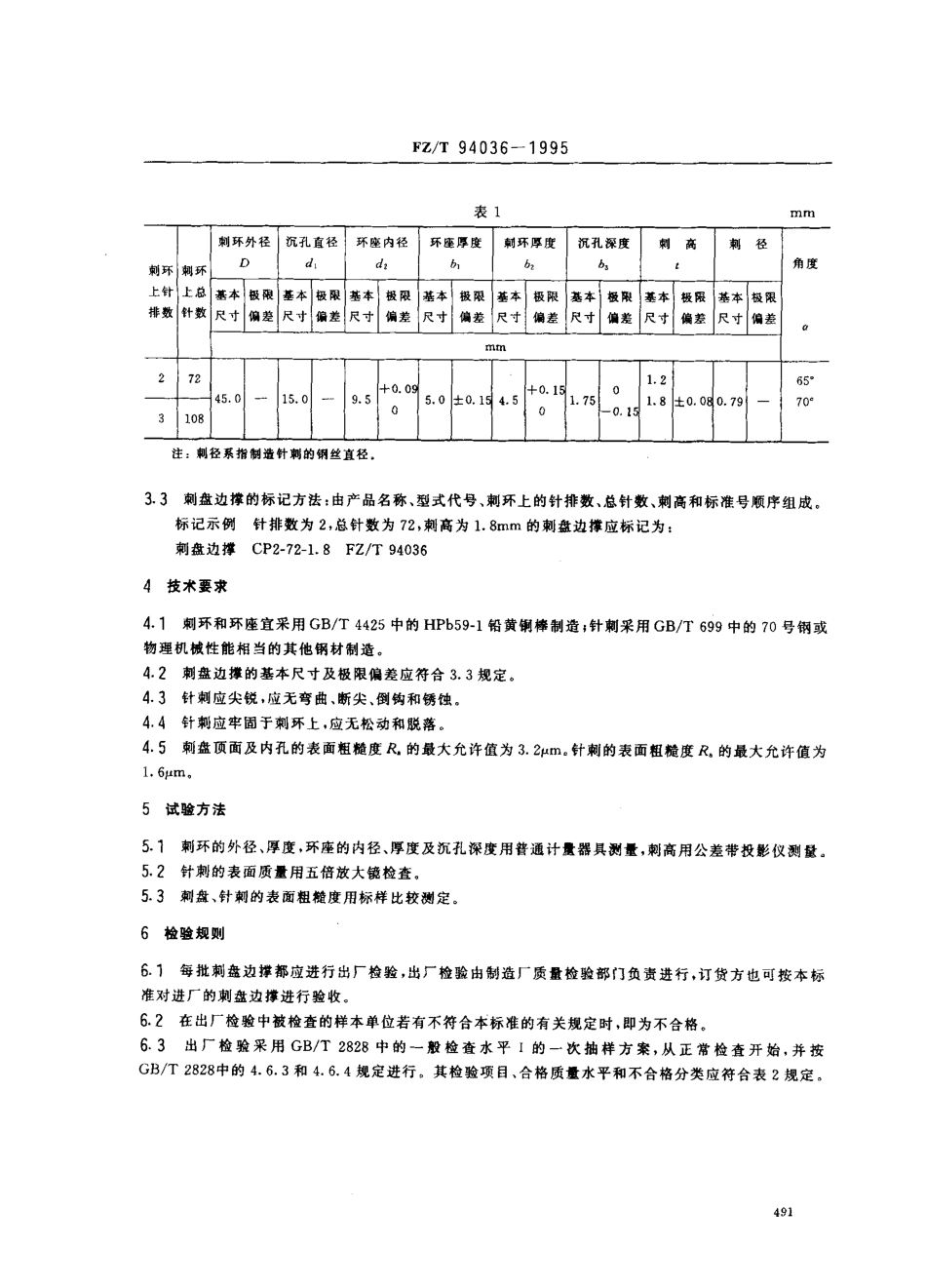 【纺织行业标准】FZT 94036-1995 织机用剌盘边撑.pdf_第2页