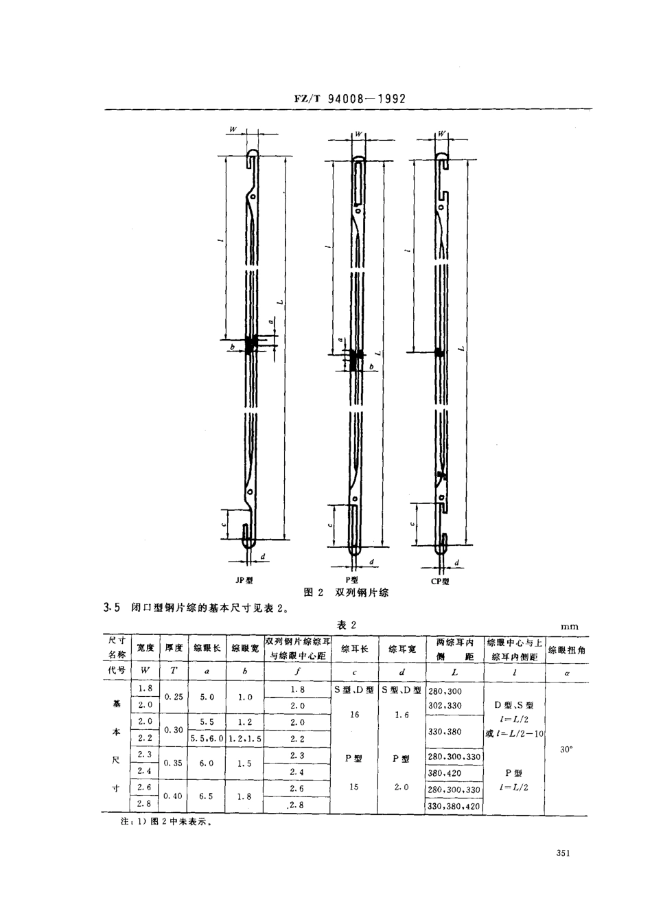 【纺织行业标准】FZT 94008-1992 织机用钢片综.pdf_第3页