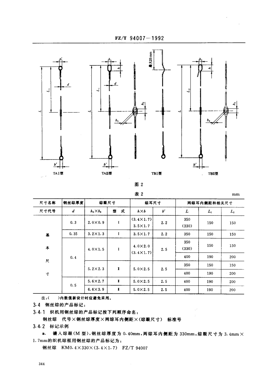 【纺织行业标准】FZT 94007-1992 织机用钢丝综.pdf_第3页